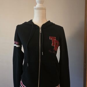True Religion Black Hoodie with Red and White Details